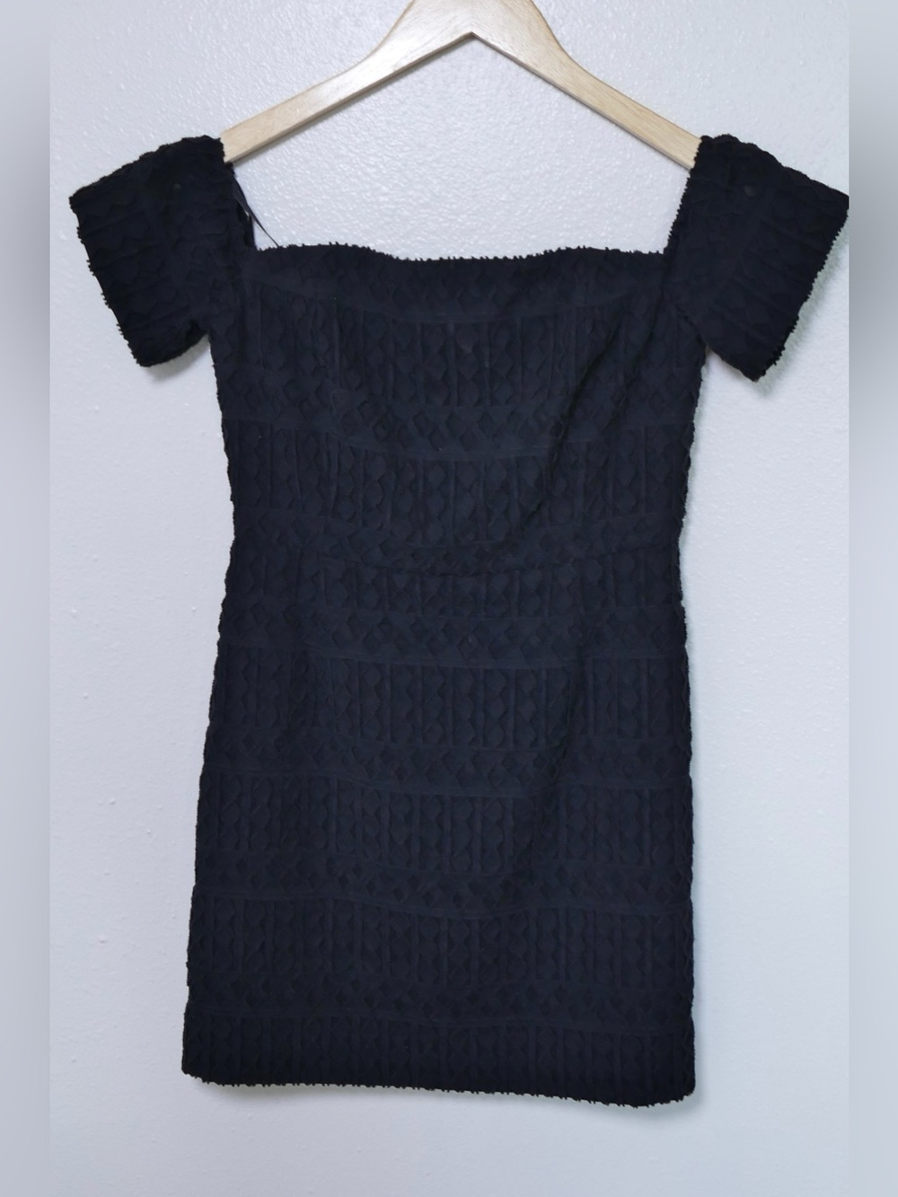 Vineyard Vines Black Jacquard Mini Dress Women’s 4 Square Neck Back Zip Classic